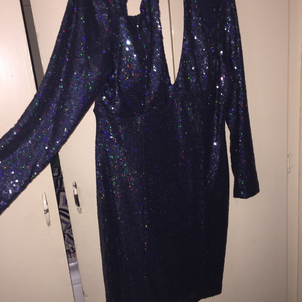 Navy Blue Sequence Covered Dress